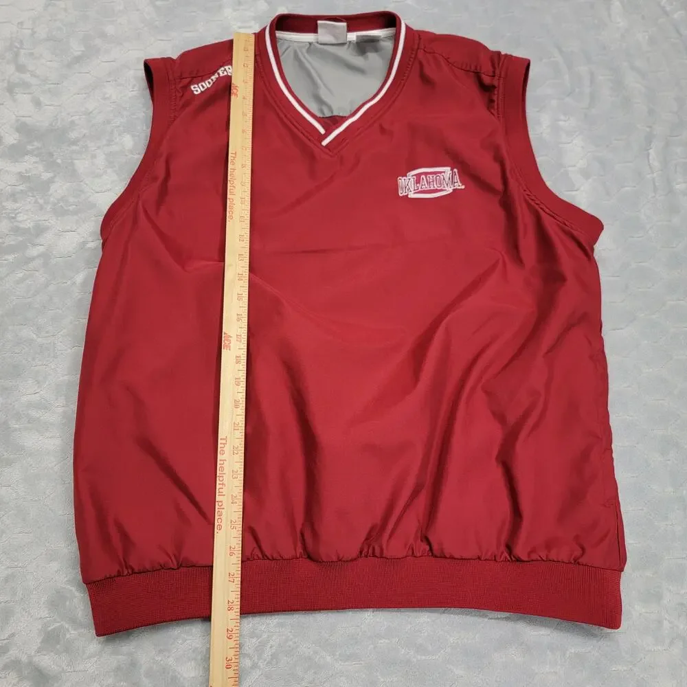 Vintage Red Oak Oklahoma Sooners Golf Wind Vest Pullover Mens XL Crimson
